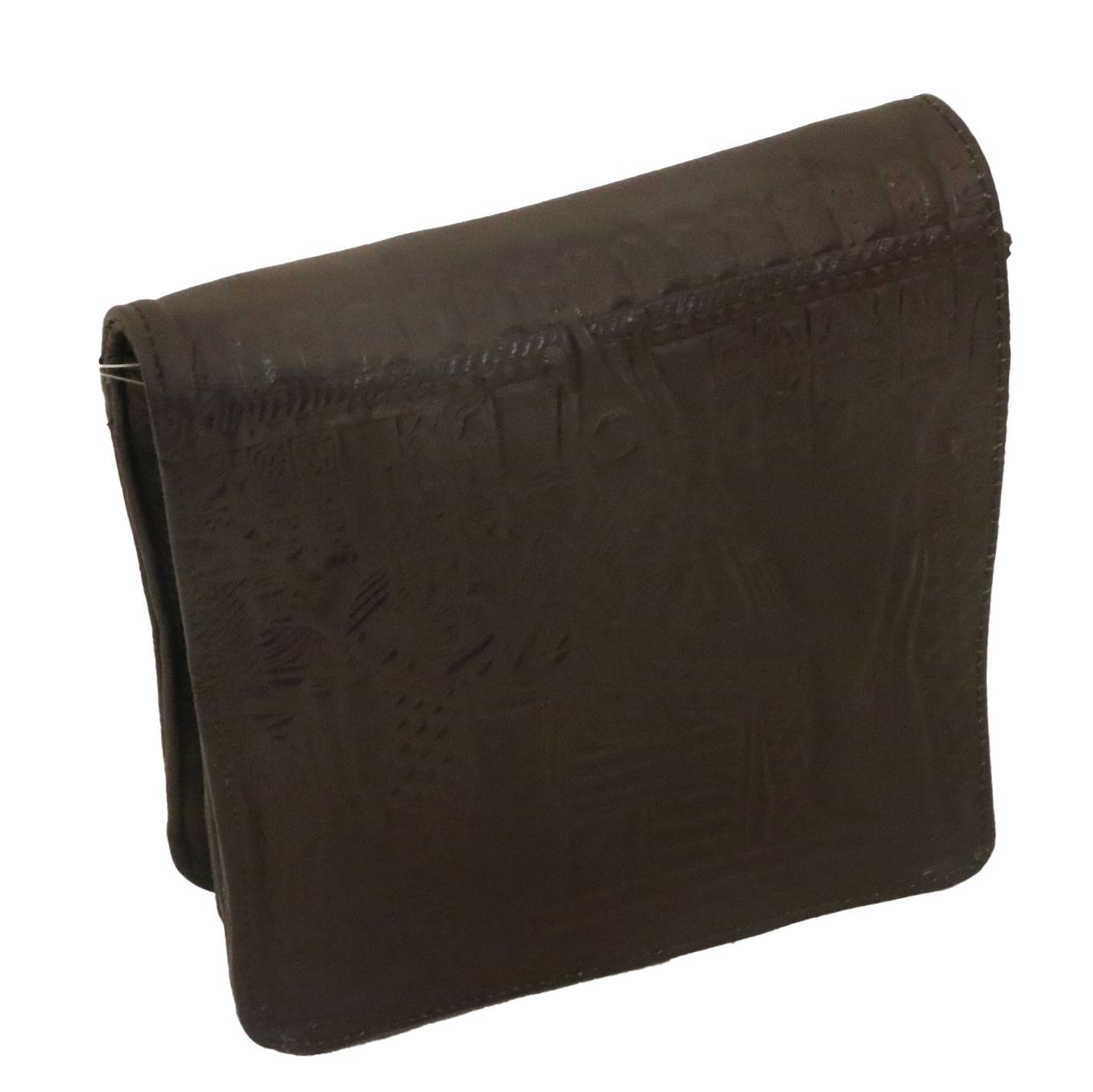 شنطة كروس جلد طبيعي بطباعة حرارية فرعونية – بني – 18×20 سم