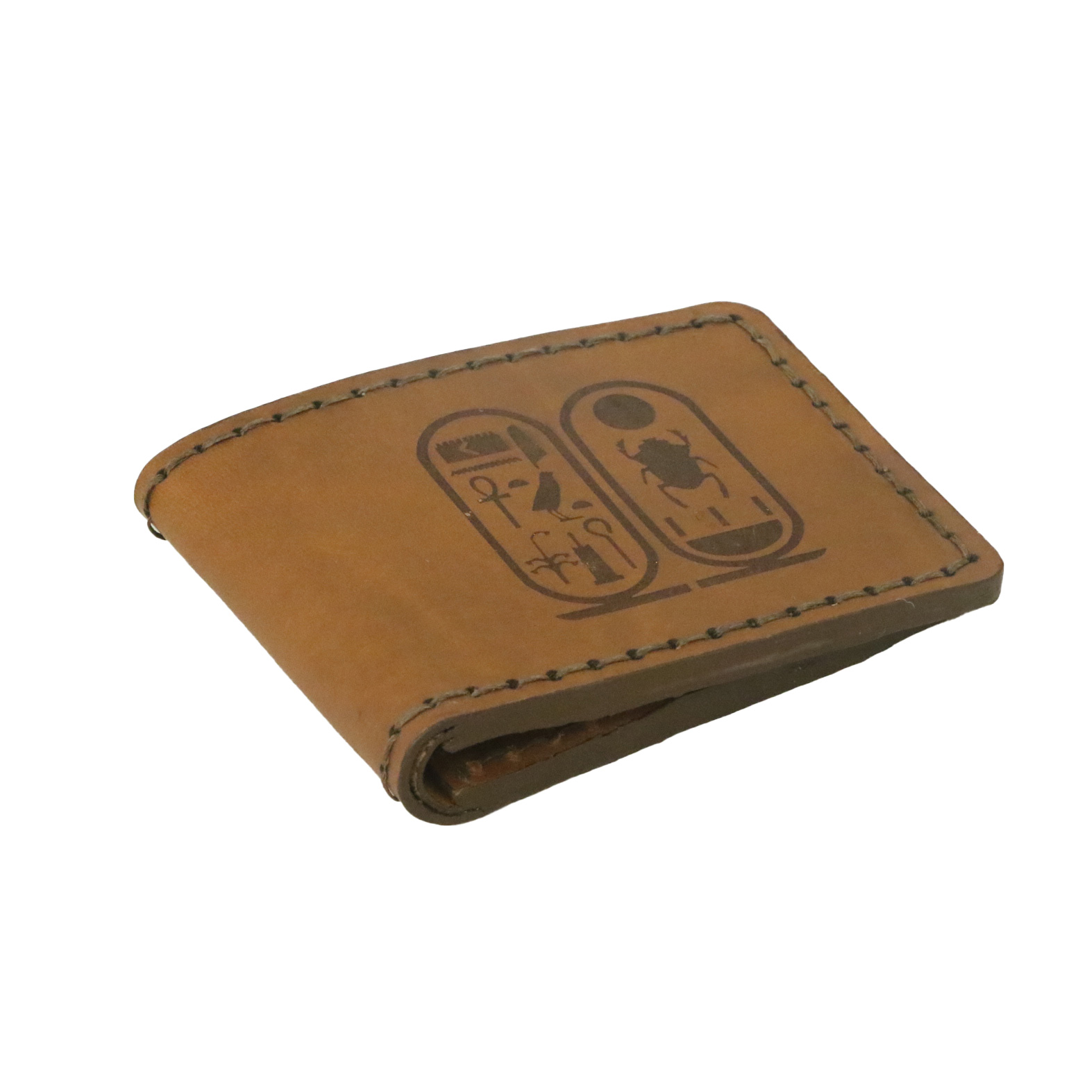 محفظة رجالي جلد طبيعي – حفر فرعوني – بني