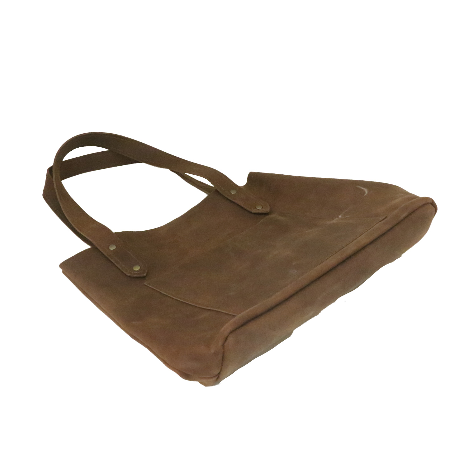 شنطة حريمي توت باج بول أب جلد طبيعي – بني – 28×30 سم