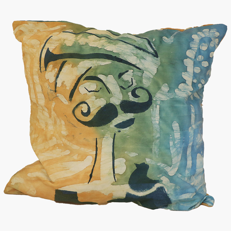 كيس خدادية "الجدع" – أزرق وبرتقالي بطباعة باتيك يدوية