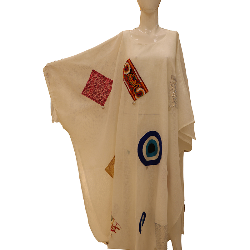 بونشو كتان مطرز يدويًا