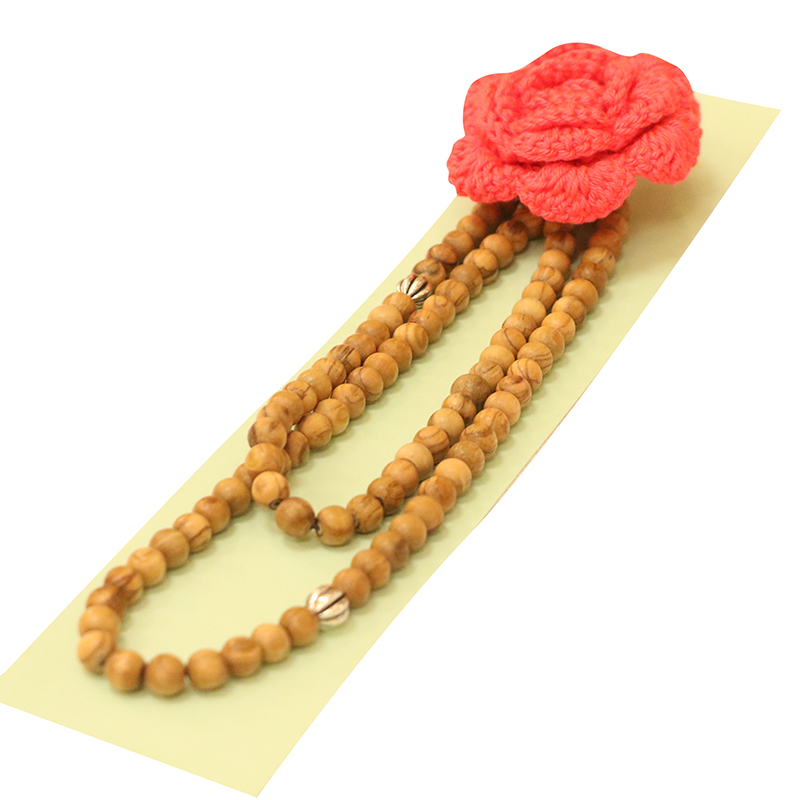 سبحة 99 حبة خشب طبيعي بزهرة كروشيه – كود 2021023
