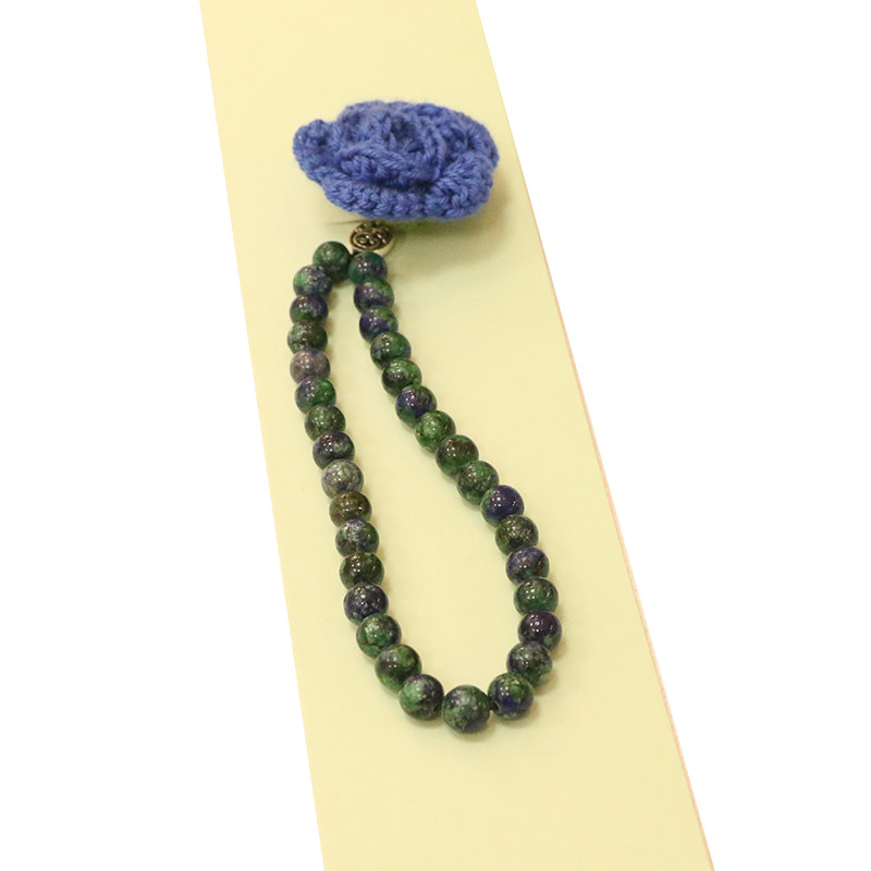 سبحة 33 حبة من اللازورد – أزرق ملكي وأخضر – وردة كروشيه – كود 2034001