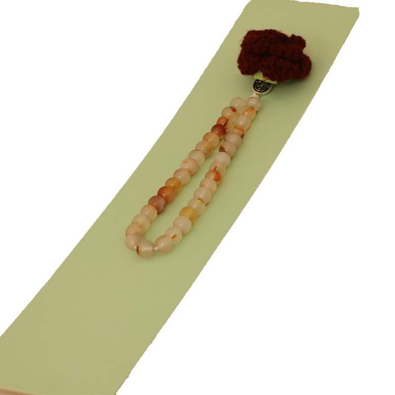 سبحة 33 حبة من العقيق البرازيلي الشفاف – وردة كروشيه – كود 2024015