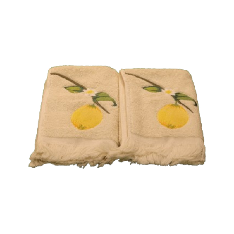 طقم فوط قطن مصري بتطريز الليمون – 30×30 سم (كود 1483O)