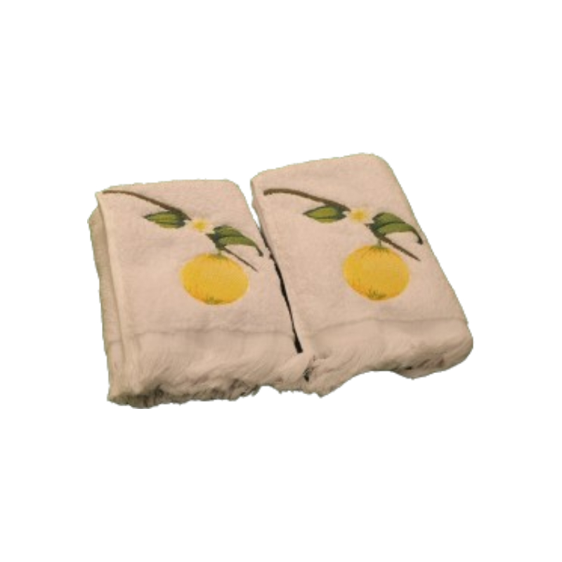طقم فوط قطن مصري بتطريز الليمون – 30×30 سم (كود 1483W)