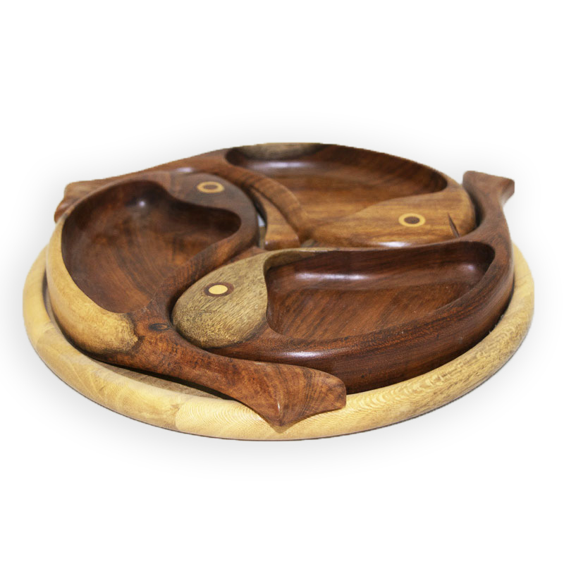 طبق كبير مدور 3 سمكات