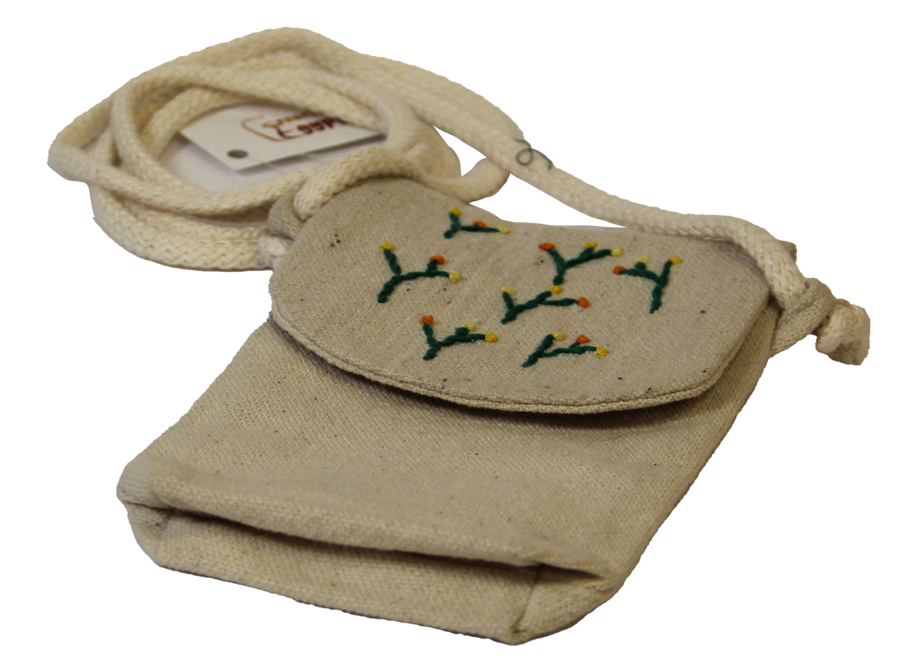 شنطة موبايل كروس بقلاب بتطريز فل الوان بفروع اخضر غامق