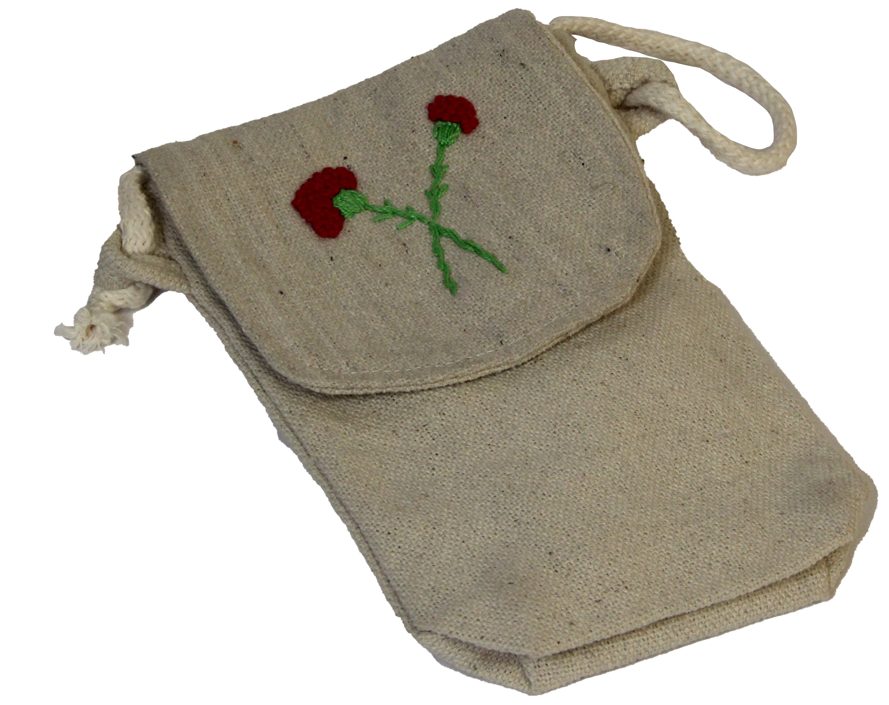 شنطة موبايل كروس بقلاب وكبسولة مغناطيس بتطريز 2 وردة برتقالي