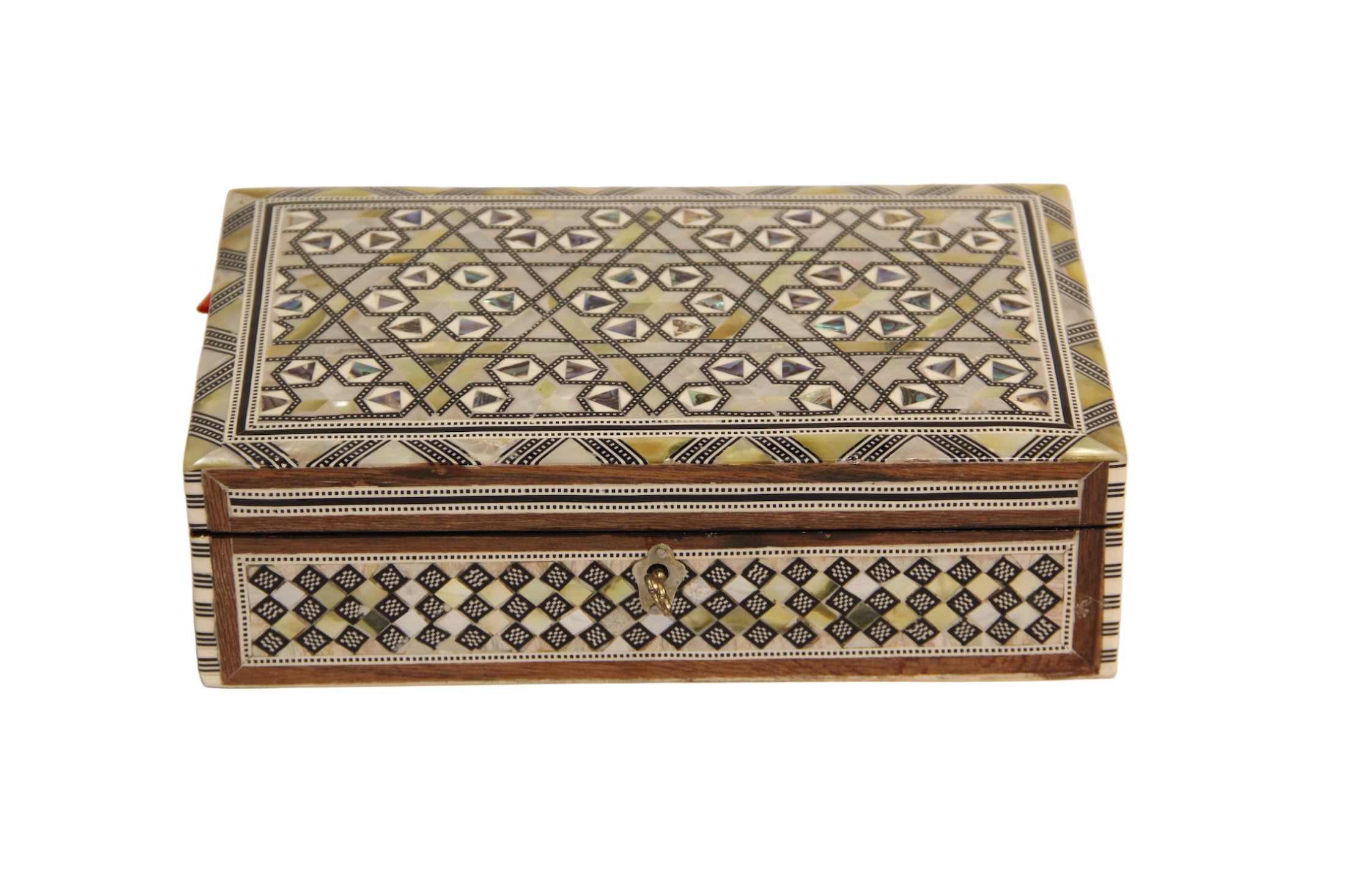 عبلة رباط عربي صدف أزرق و أبيض