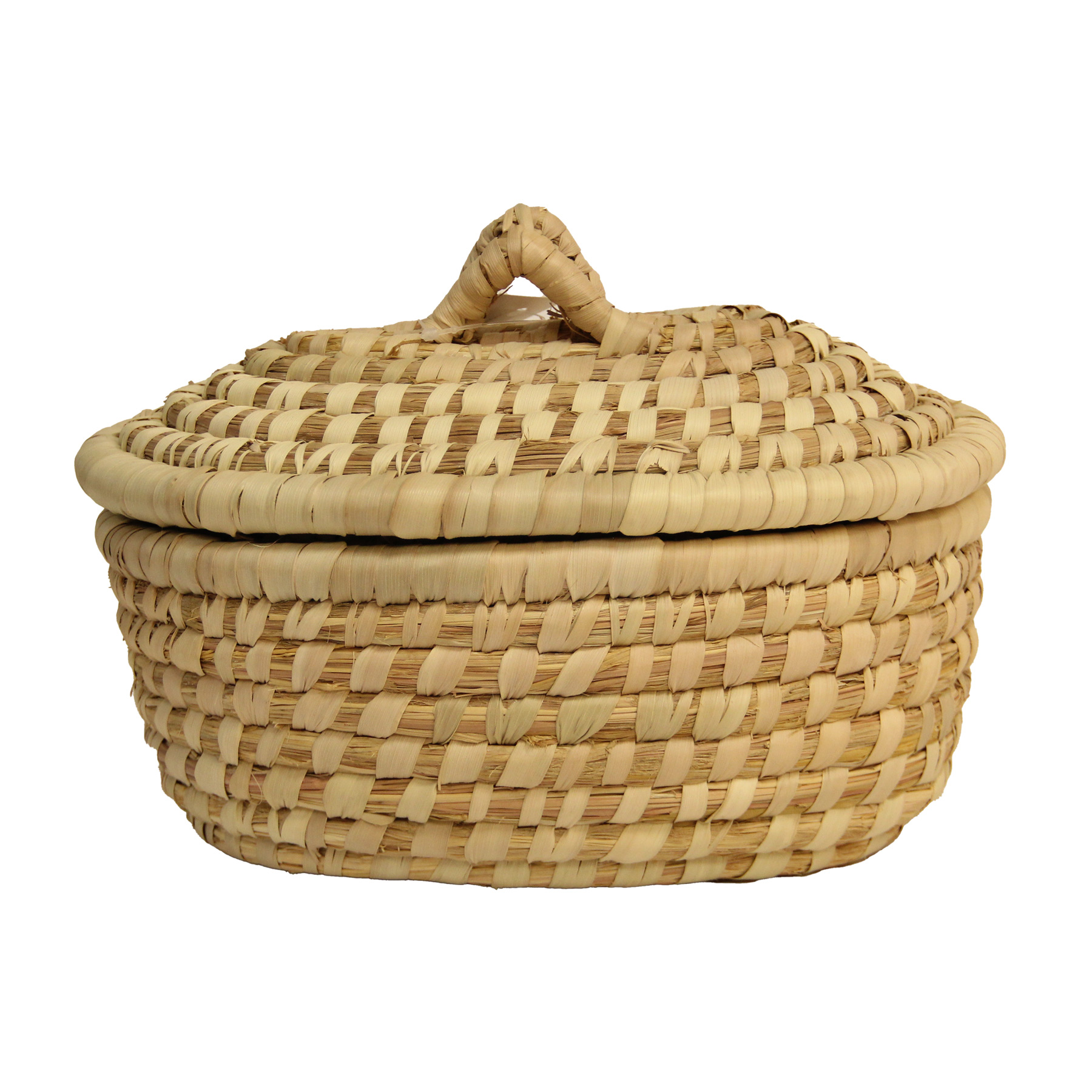 سلة خوص بيضاوية بغطاء - مغلقة 008