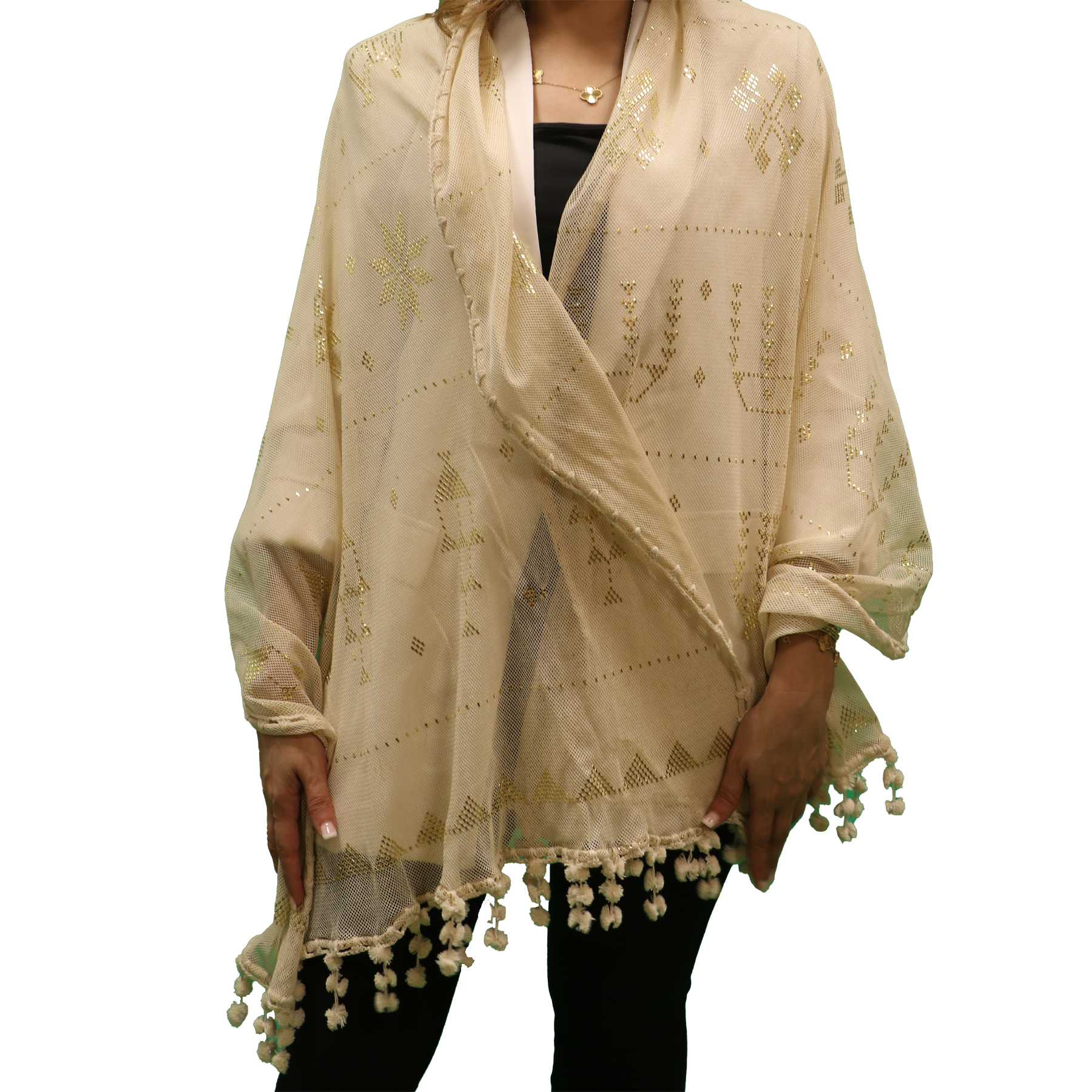 كاردجان كتان مطرز بالتللي كافيه