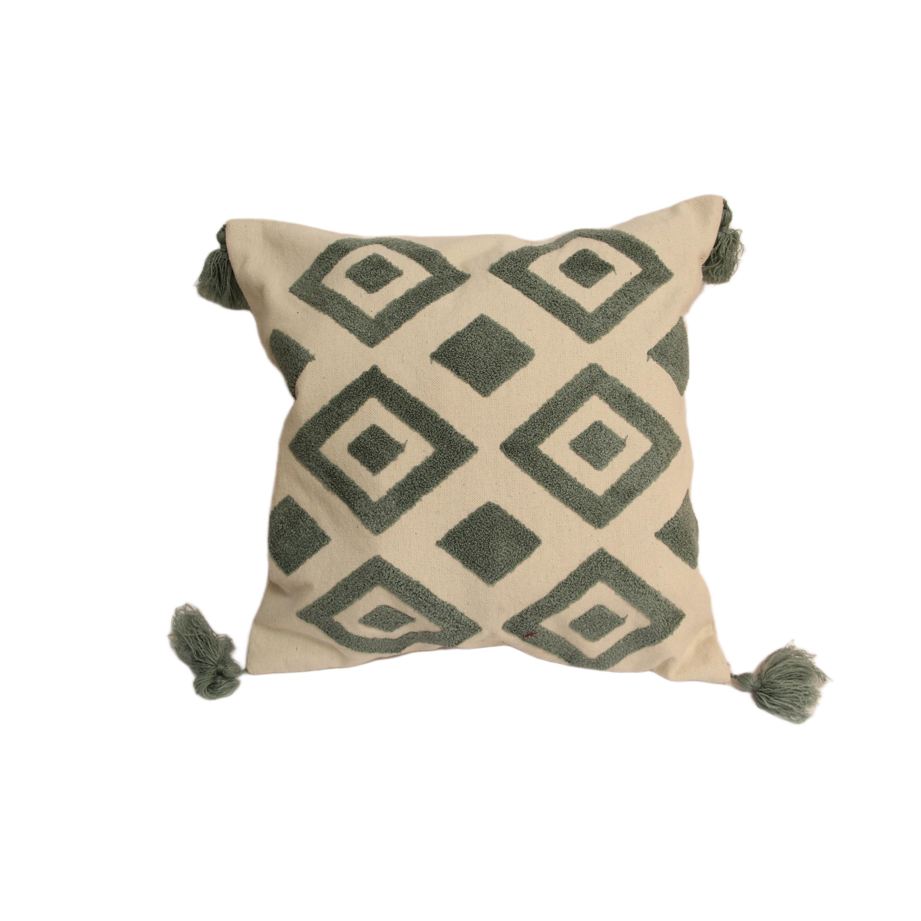 NCRC-02 وسادة تطريز شكل معين أخضر مينت 45 X 45