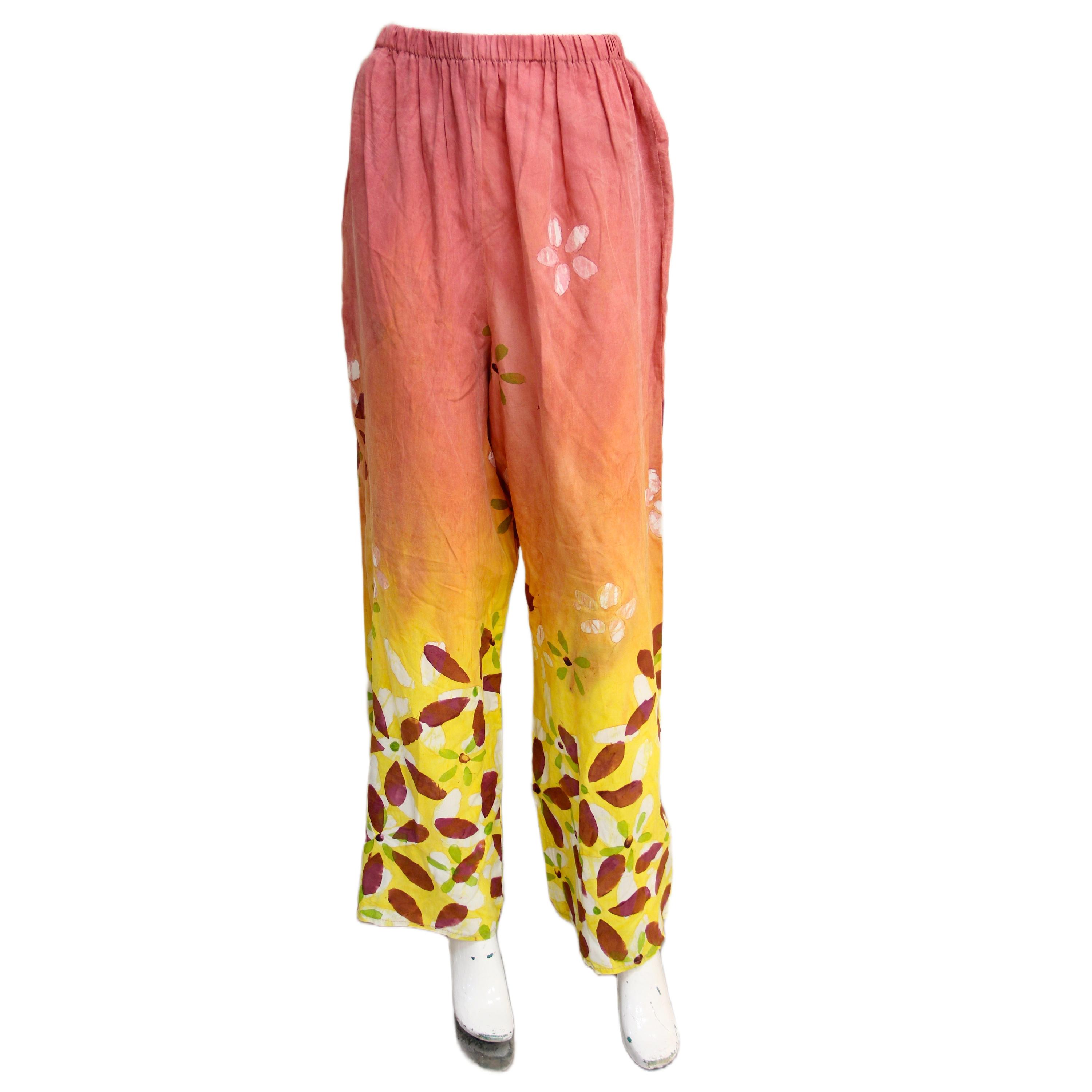 بنطلون ورد برتقالى في اخضر