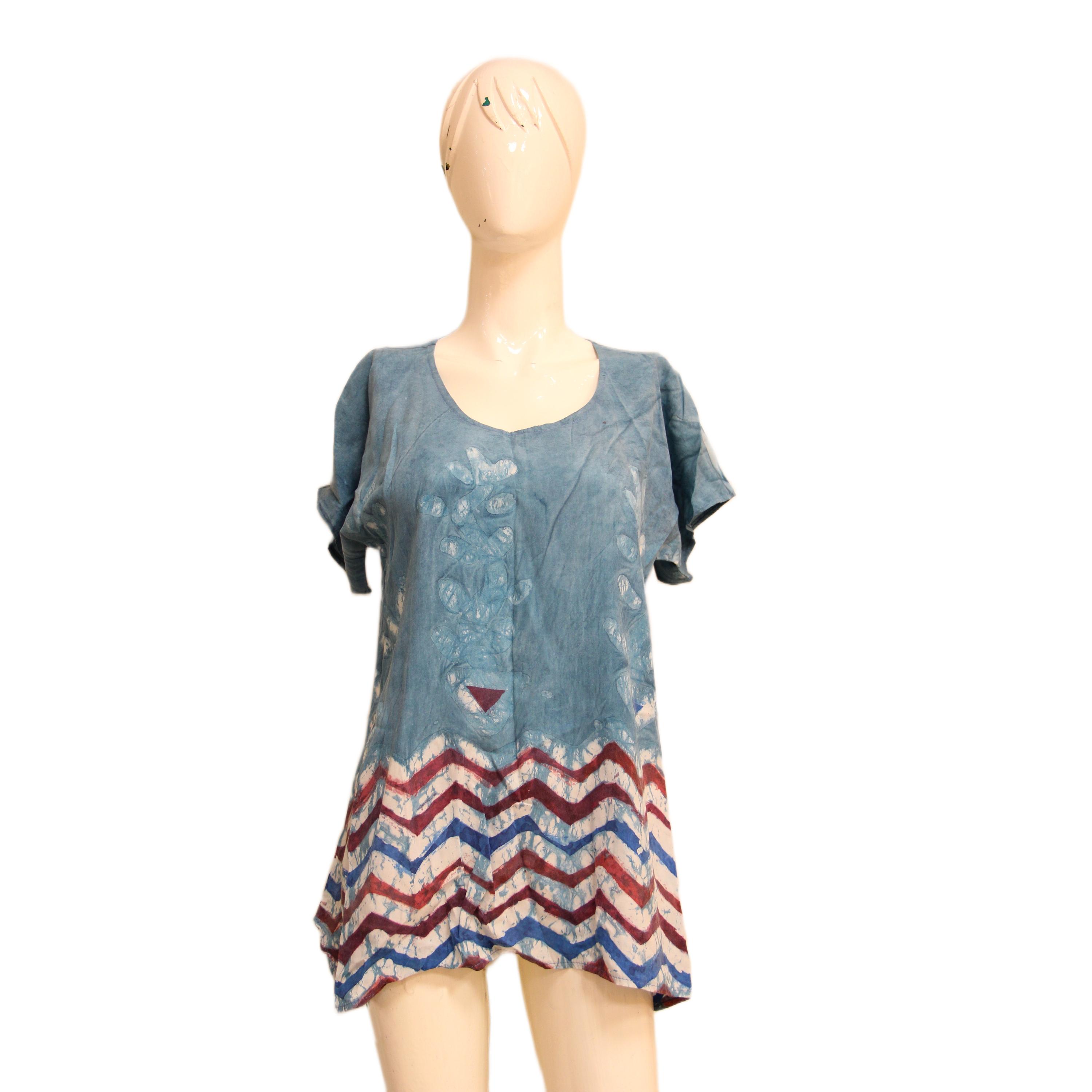 بلوزة نص كم زرع نوبي ازرق