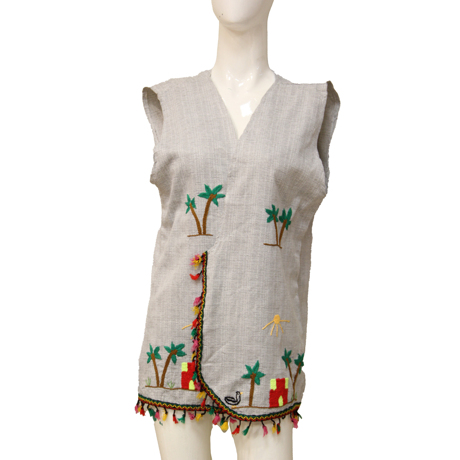 فست مطرز بالتطريز الفلاحي رمادي