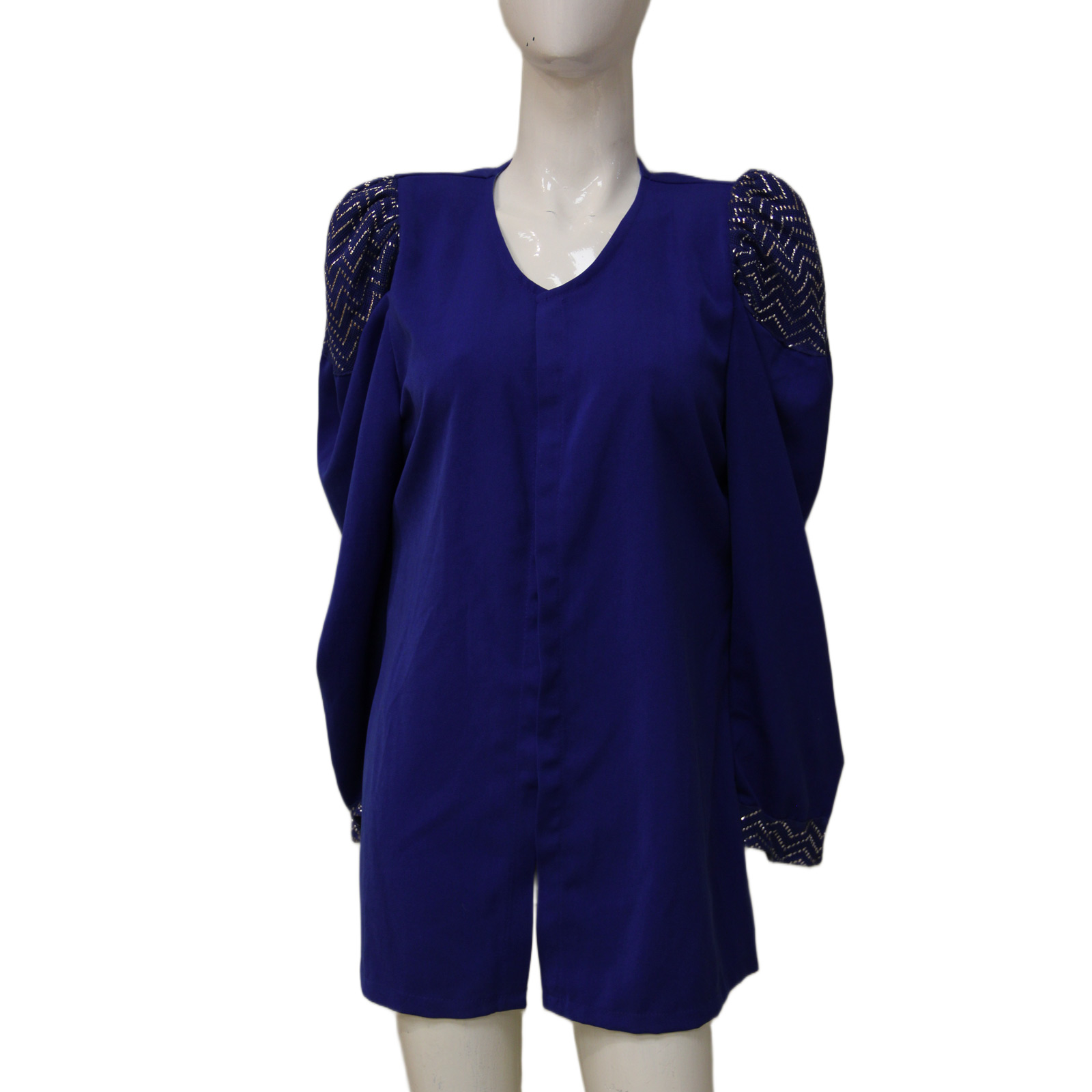 جاكيت أزرق مطرز بالتللي