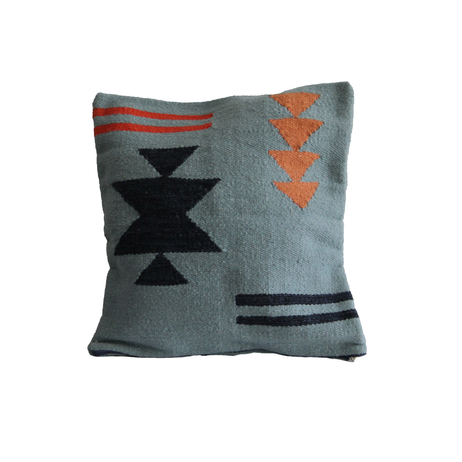 204 – خدادية صوف 50×50 سم – أسود وأورانج وأحمر وتركواز