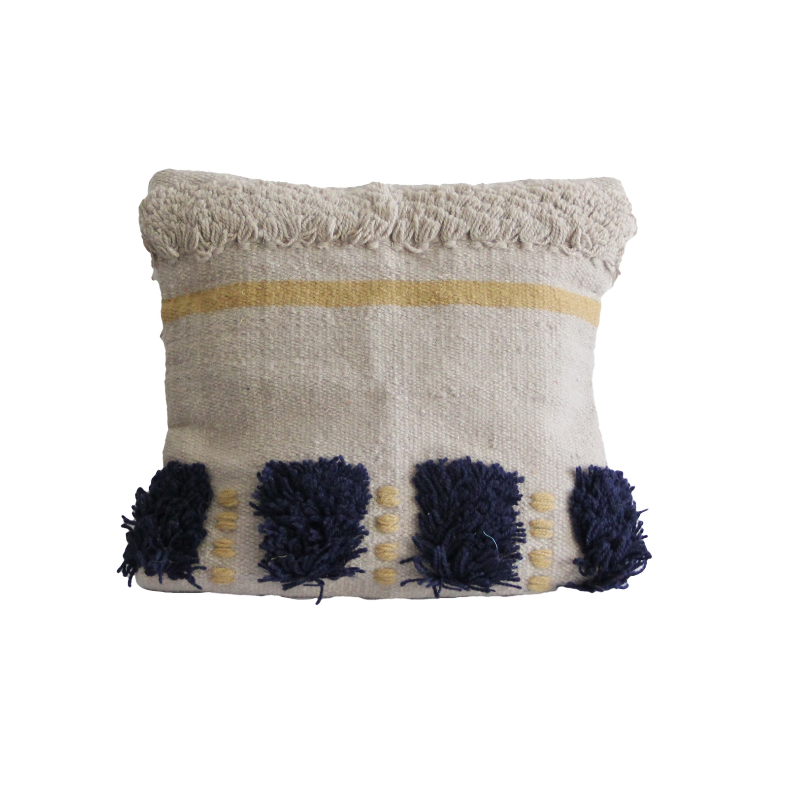 205 – خدادية صوف 50×50 سم – تركواز بيج وأسود