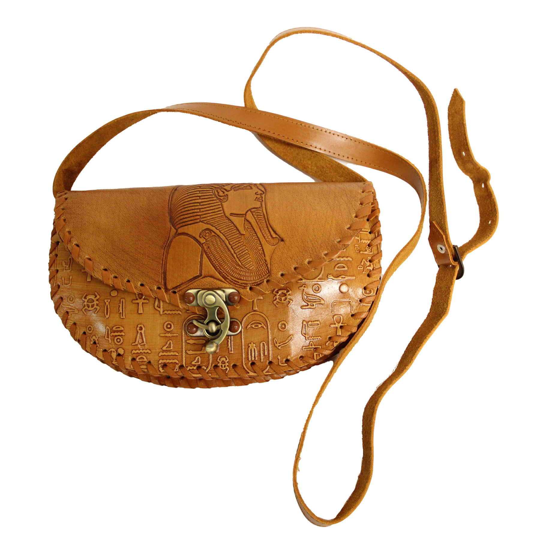 شنطة جلد بقفل نحاس فرعوني