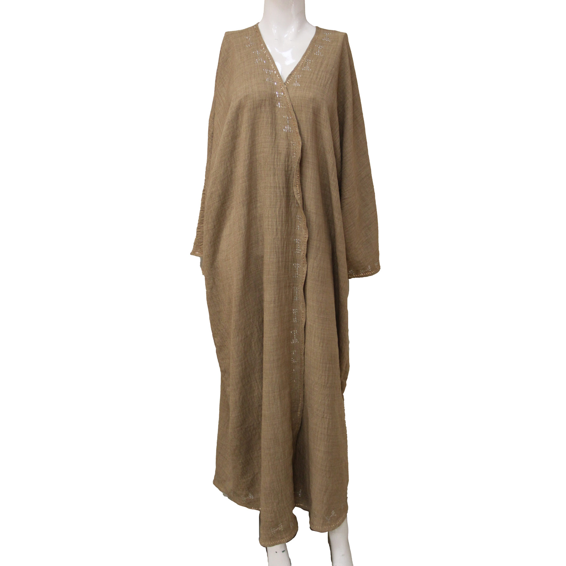 كاردجان كتان مطرز بالتللي كافيه