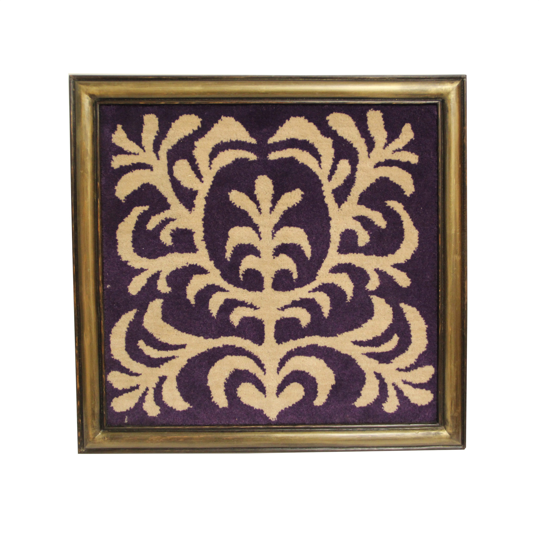 برواز سجاد يدوى ارضية بنفسجى  ورسم شجرة بيج مقاس 45 × 45 سم