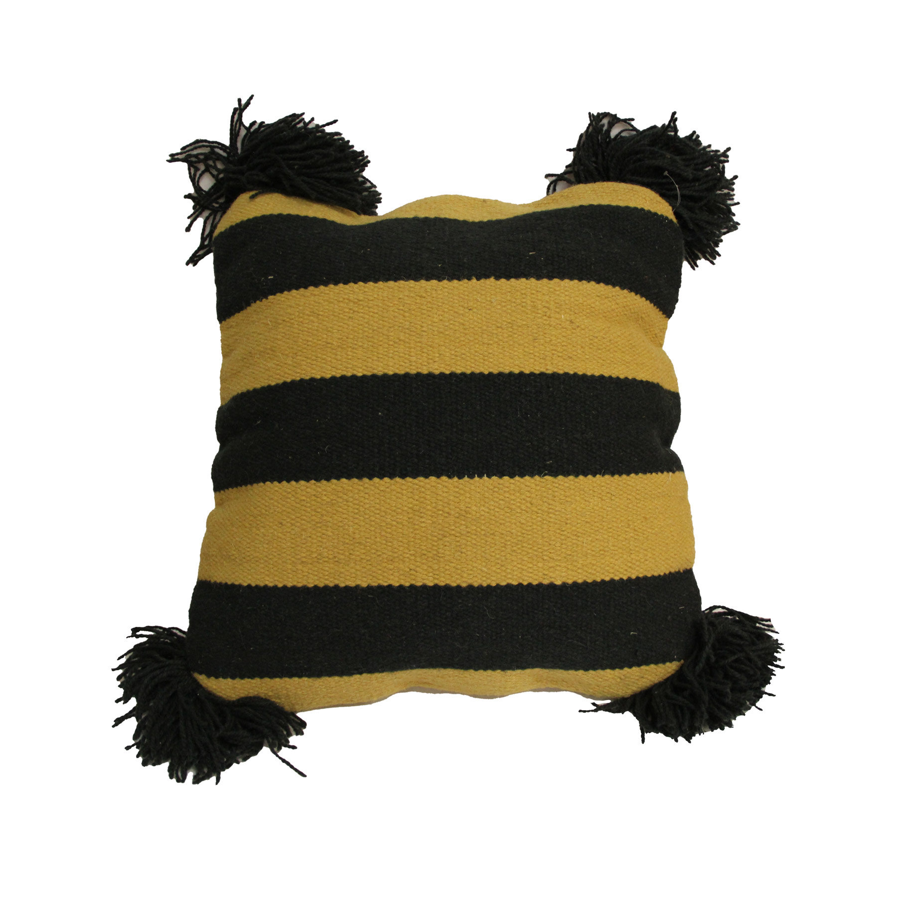 229 – خدادية صوف 50×50 سم – أسود وأصفر بشراشيب