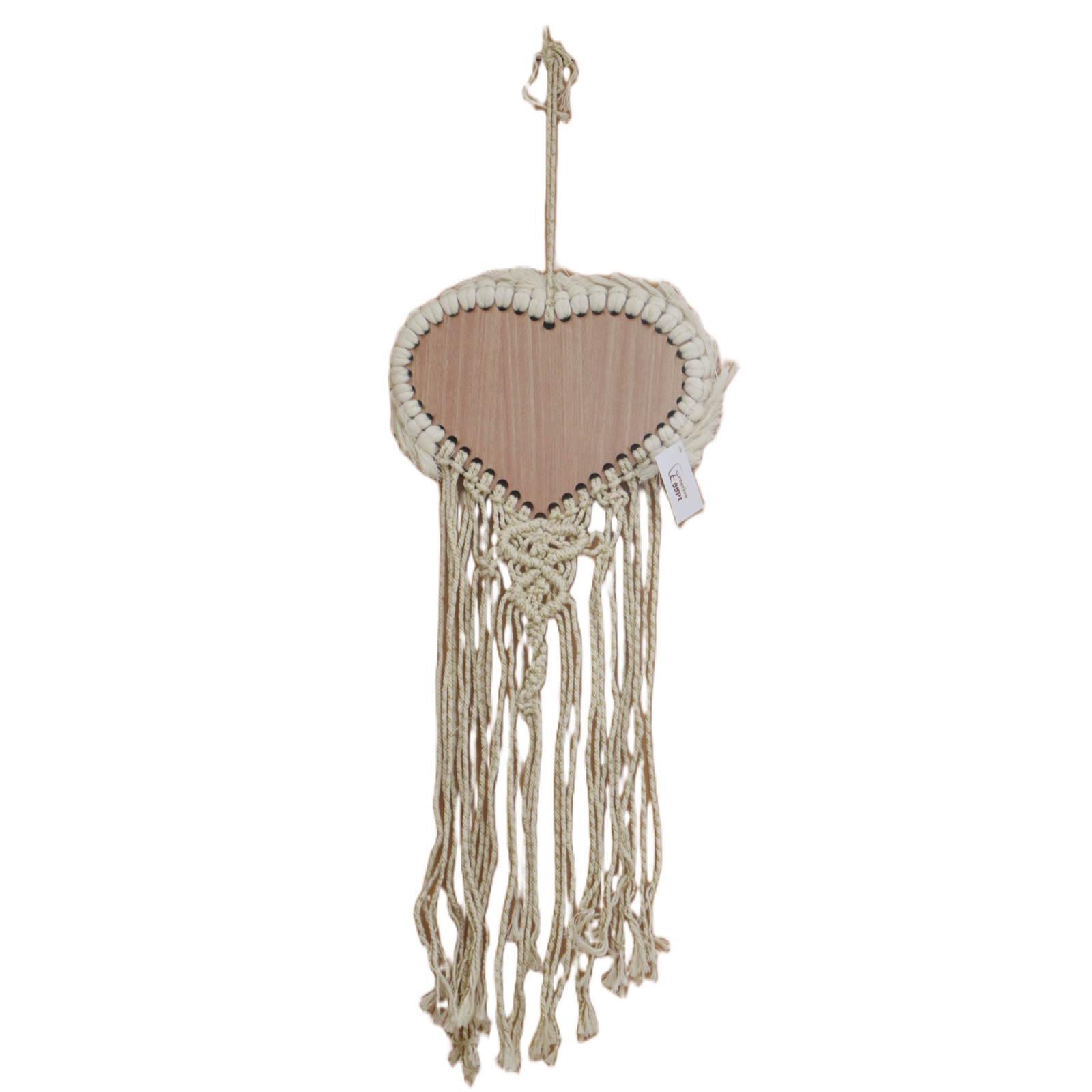 400132 – معلقة قلب خشب مكرامية – 30×25 سم – أوف وايت