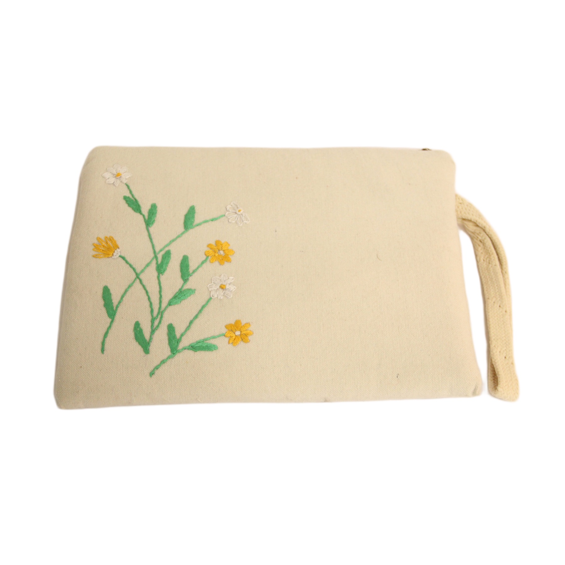 كلاتش قماش دك تطريز يدوي بنقشة فروع ورد