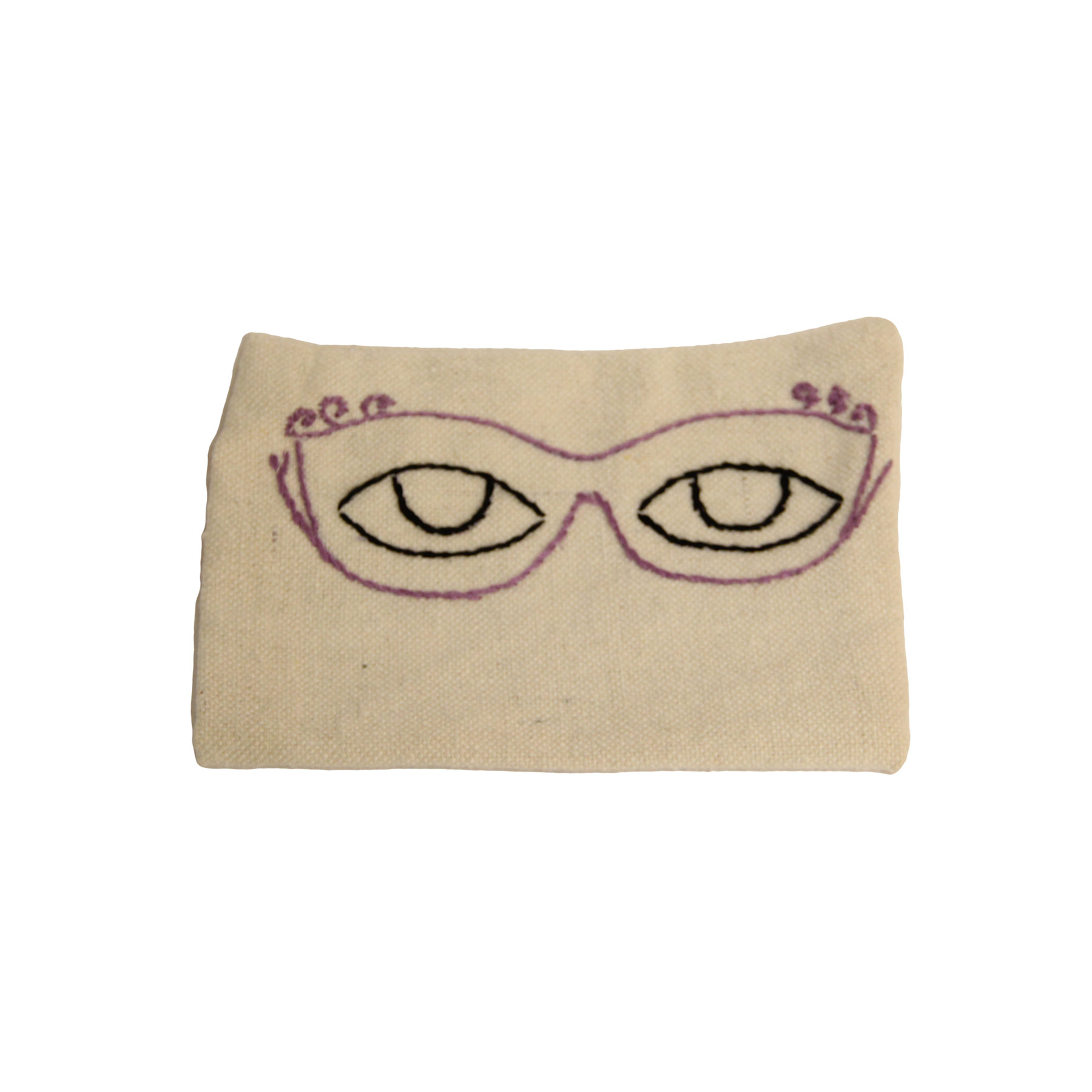 جراب نظارة قماش دك تطريز يدوي بنقشة نظارة موف