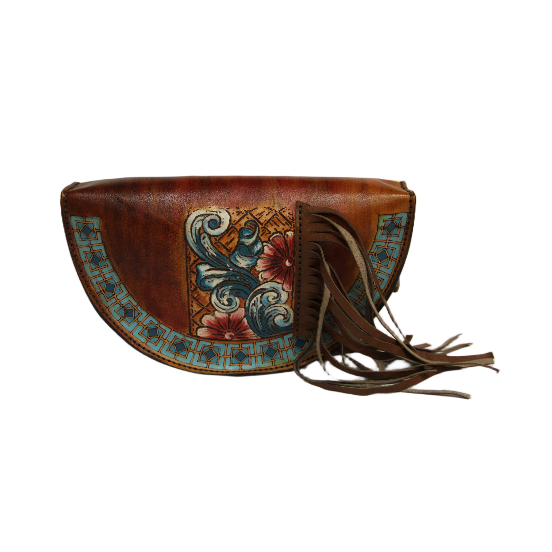 كلاتش جلد طبيعي حريمي هافان رسم زخرفي وتلوين