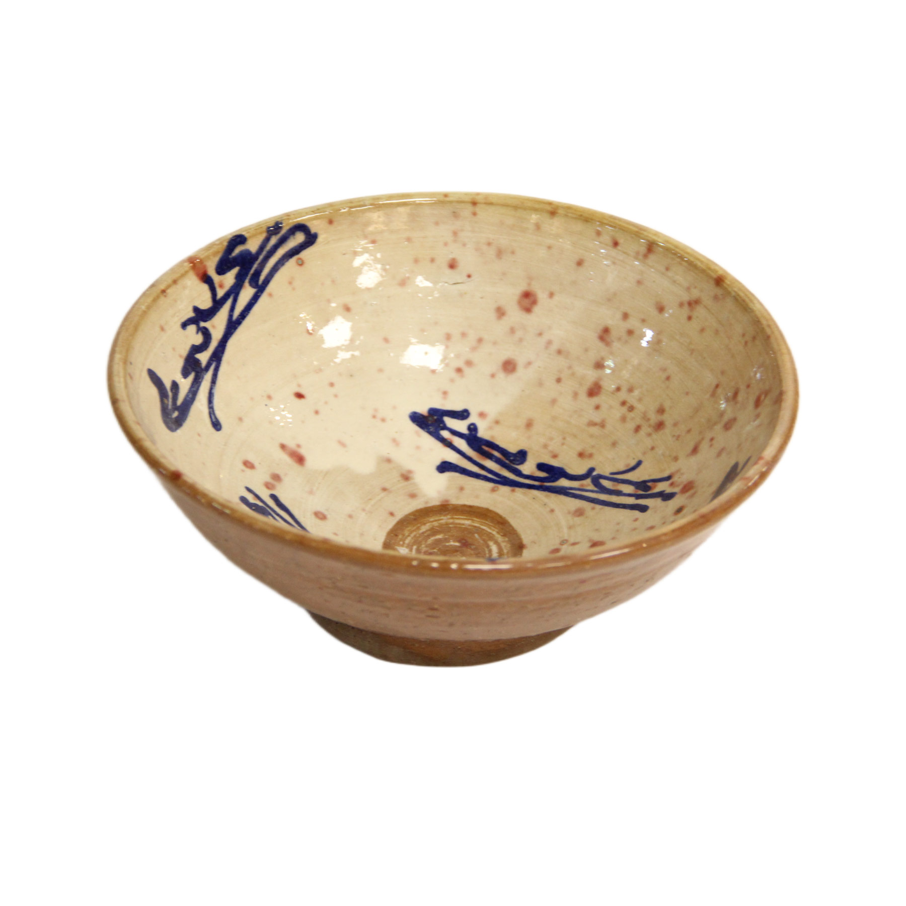 صحن فخار متوسط الحجم مزخرف بخط كوفي