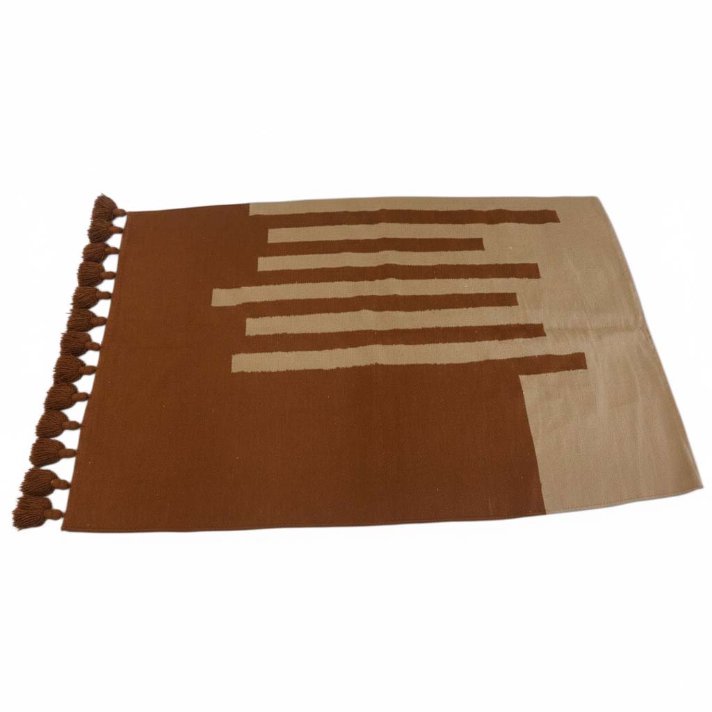 540سجاد صوف 230*150 بني-بيج بشراشيب