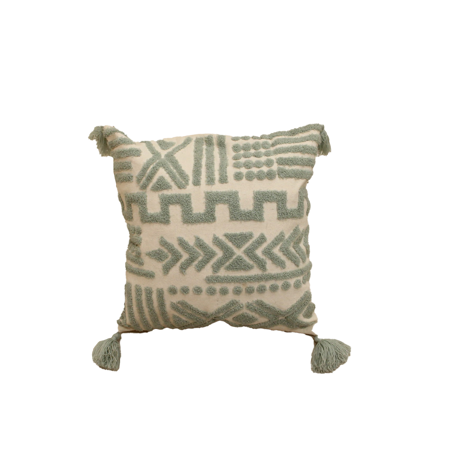 كوشن مطرز يدوي بتصميم قوس لون منت - 47*42 سم