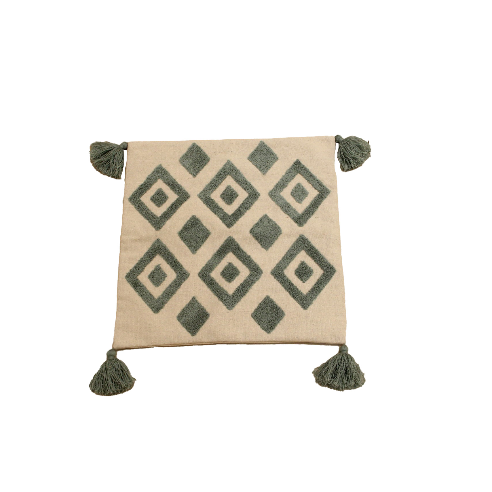 كوشن مطرز يدوي بتصميم معين لون منت - 43*45 سم