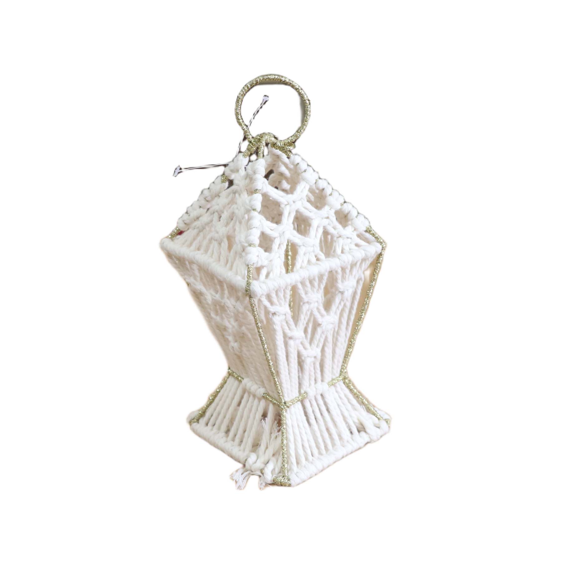 400234 – فانوس مكرامية – 20 سم – أوف وايت