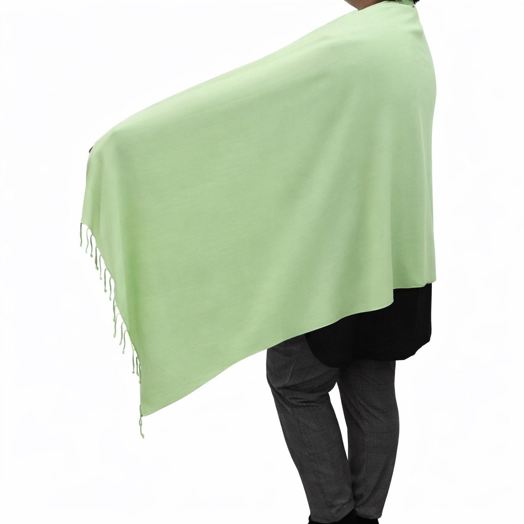 (HT)شال قطن سادة لون أخضر  65*200