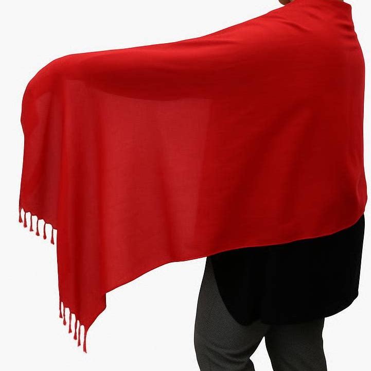 (HT)شال قطن سادة لون أحمر  65*200