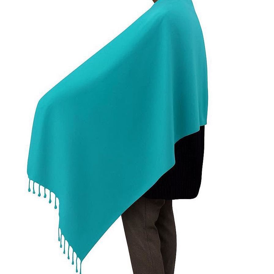 (HT)شال قطن سادة لون تركواز  65*200