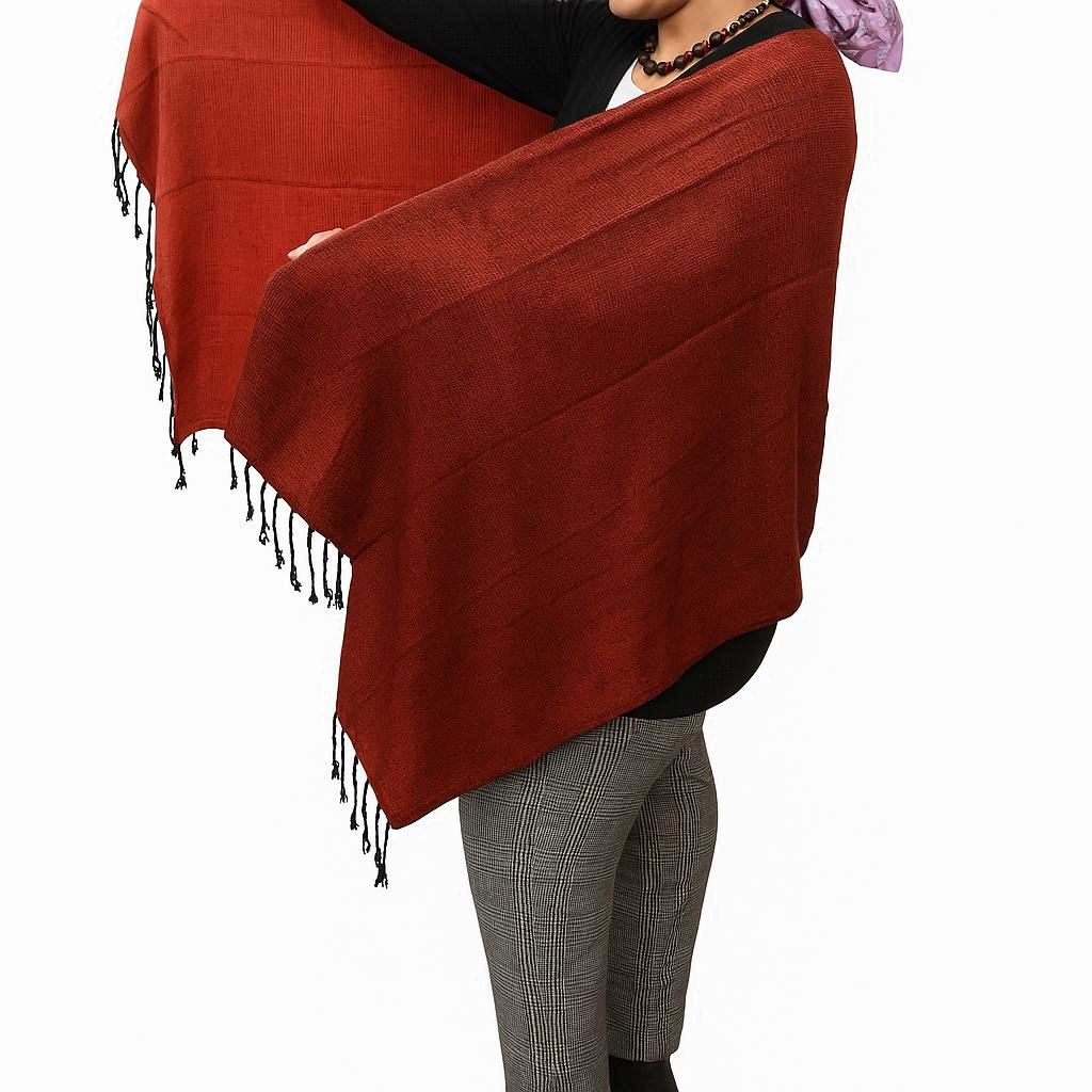 (HT)شال قطن شكل المبرد لون نبيتي 65*200