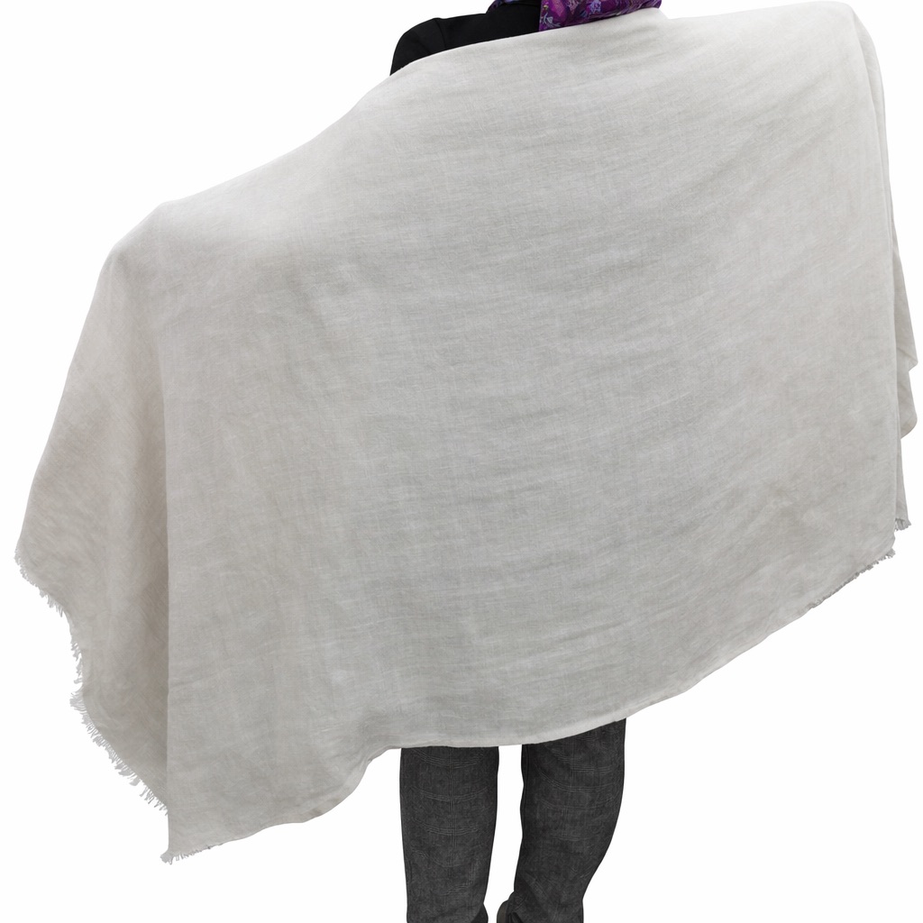 (HT)شال كتان لون رمادي 80*200