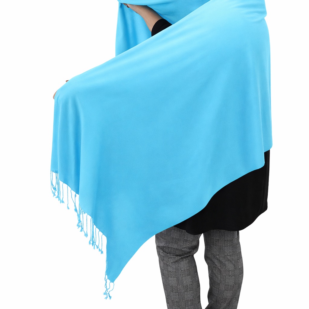 (HT)شال قطن سادة لون لبني  65*200