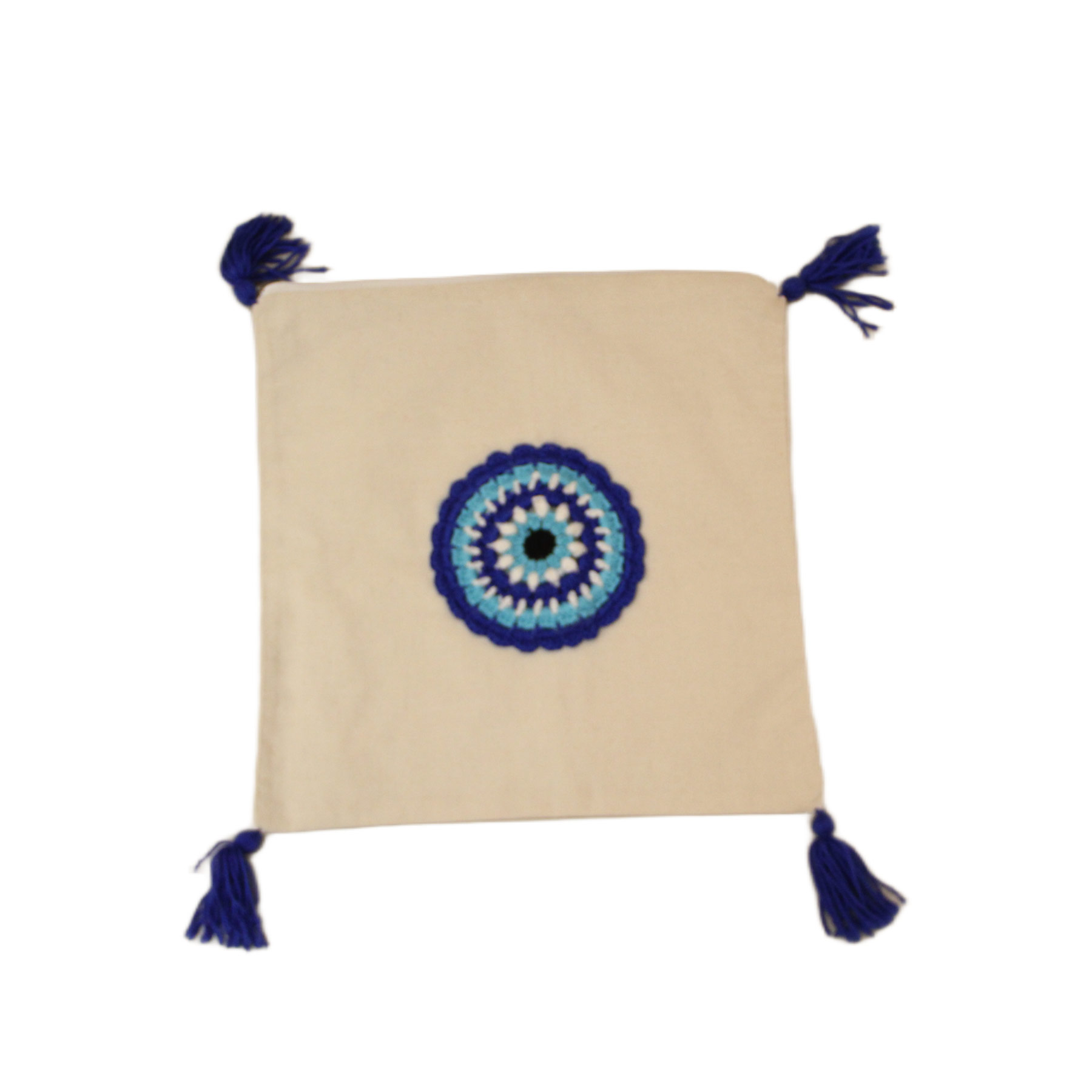 كوشن كروشيه أوف وايت شغل أزرق 2030426