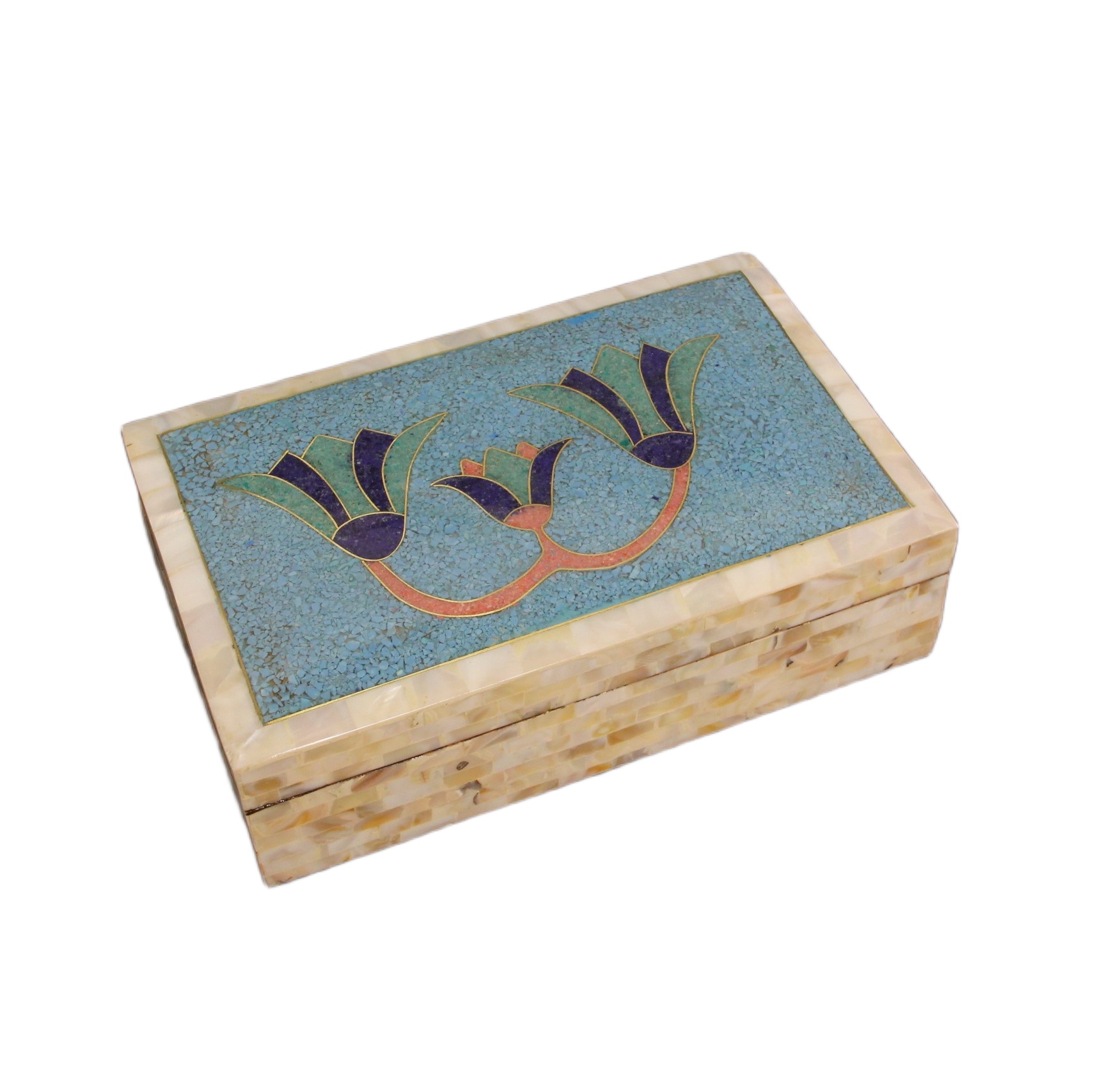 علبة صدف 25 *17 سم فرعوني رسمة زهرة اللوتس