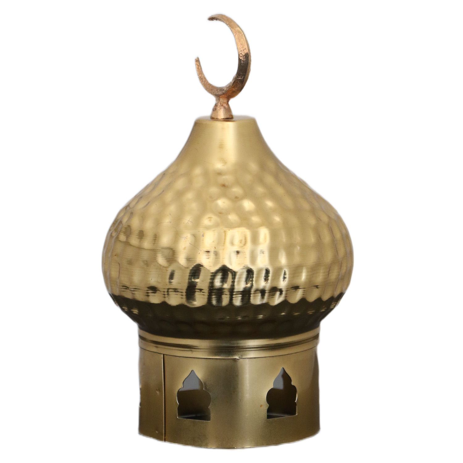 فانوس مدقدق يدوي مطلي نيكل دهبي وسط