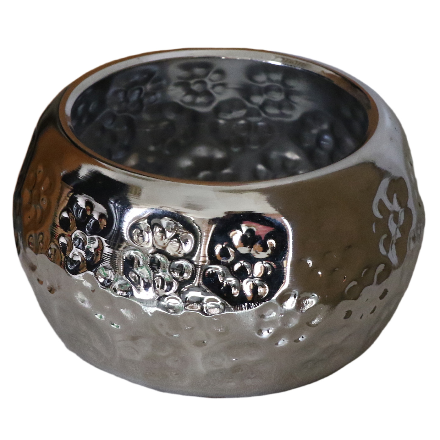 بوله معدن مدقدق يدوي مطلي نيكل فضي كبيرة