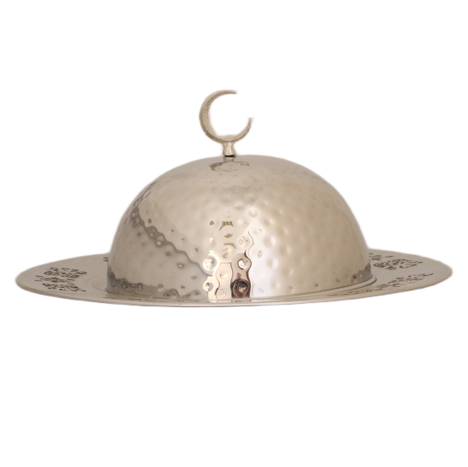 صينية تقديم ستالس 303 بقبه معدن مطلي فضي