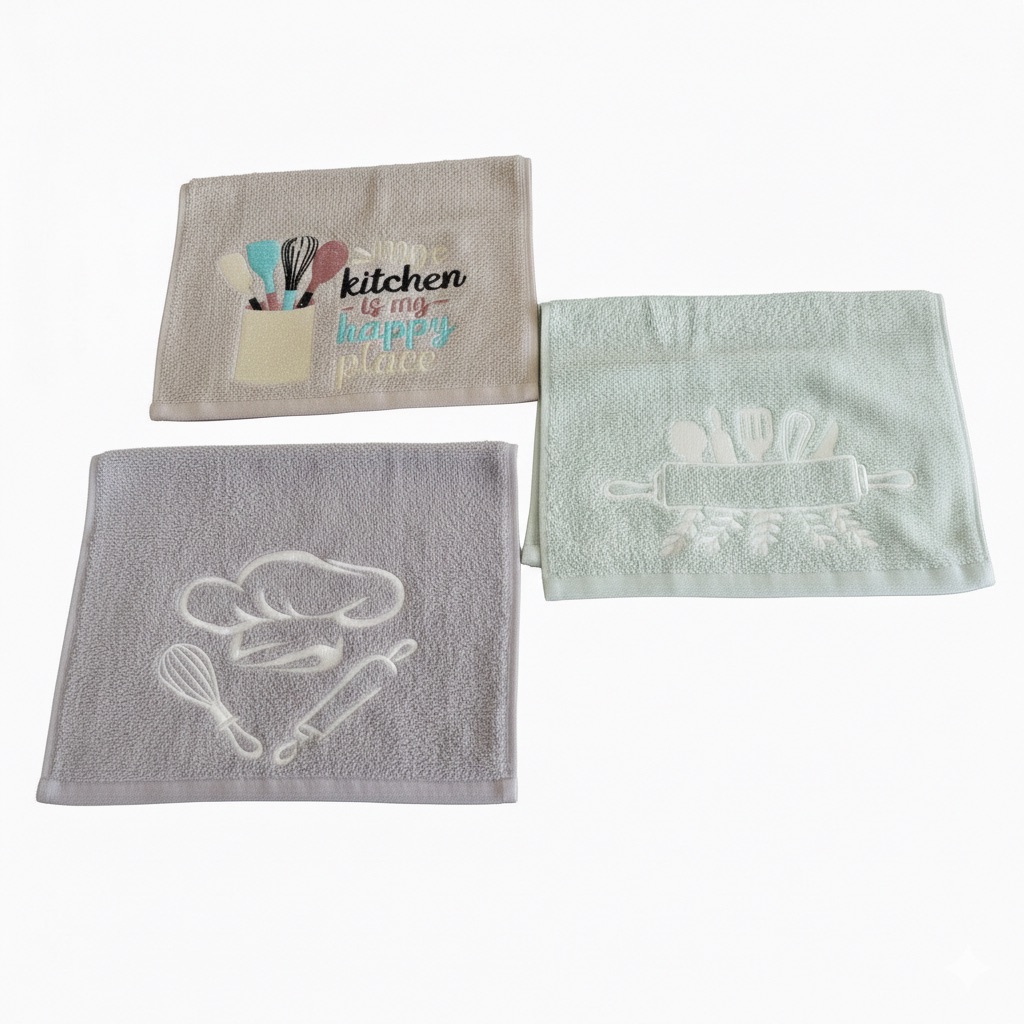 1080305 طقم فوط مطبخ تطريز 3 ق