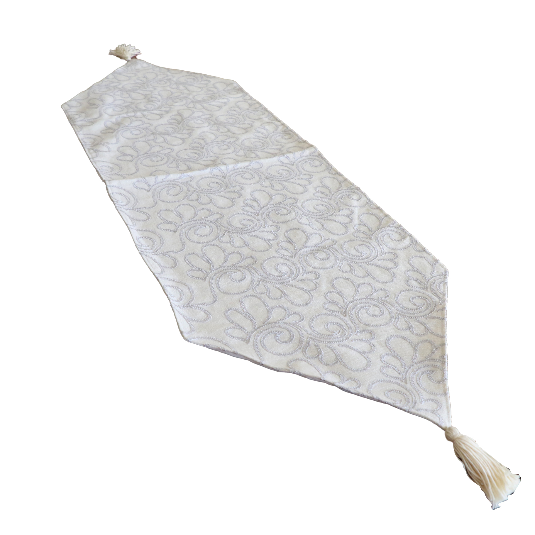 2113280 مفرش تطريز وردة حلزونى فضى