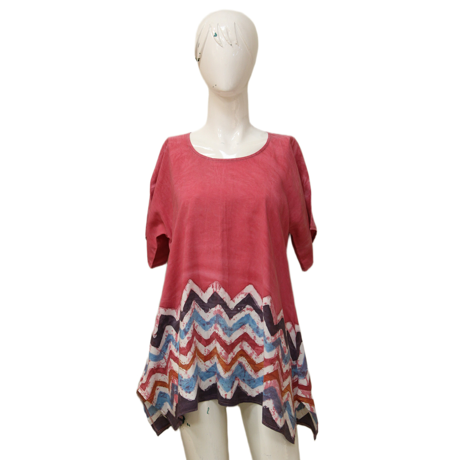 بلوزة نص كم موجة فوشيا